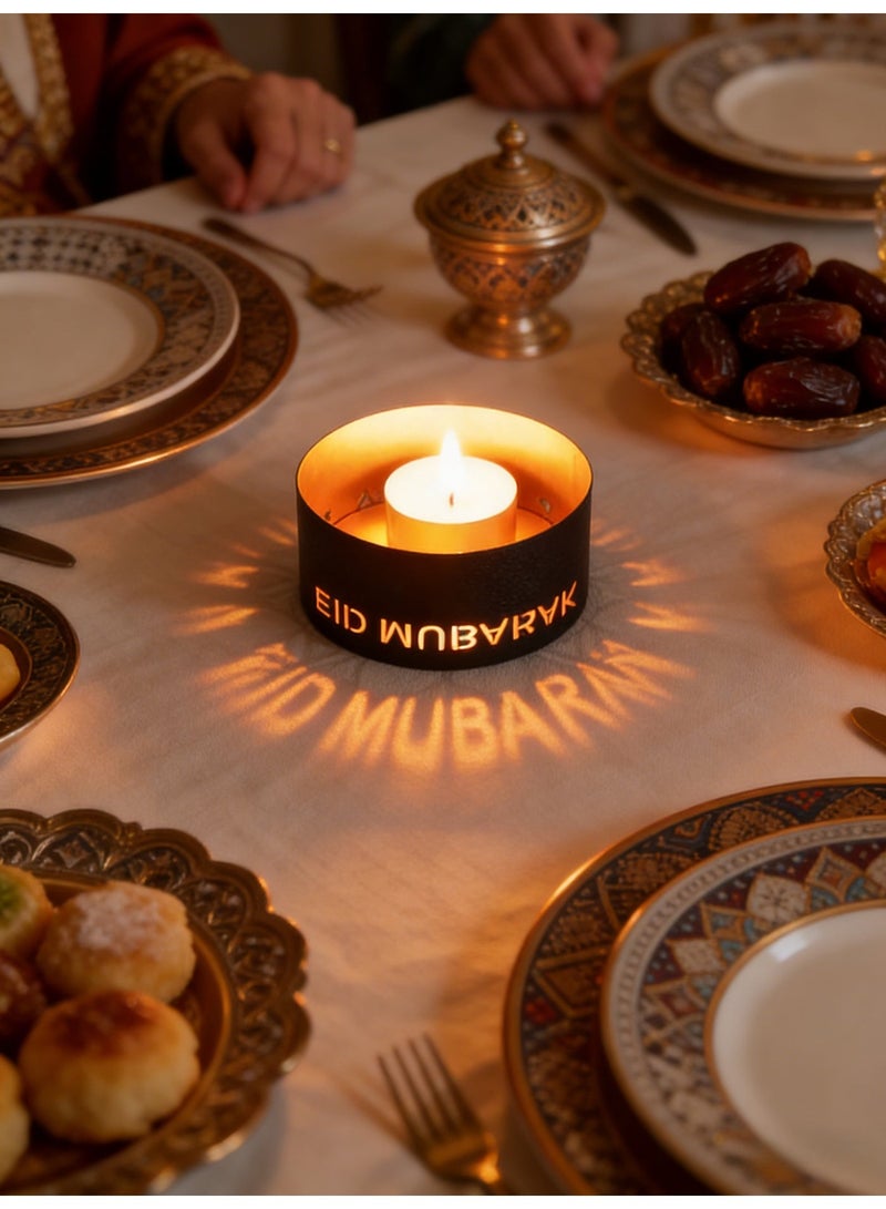 واي آند دي 4 قطع من حاملات الشموع الذهبية | ديكور رمضان مبارك مطلي بالكهرباء للمنزل/الحفلات/الفنادق - الشموع غير مضمنة - Image 1